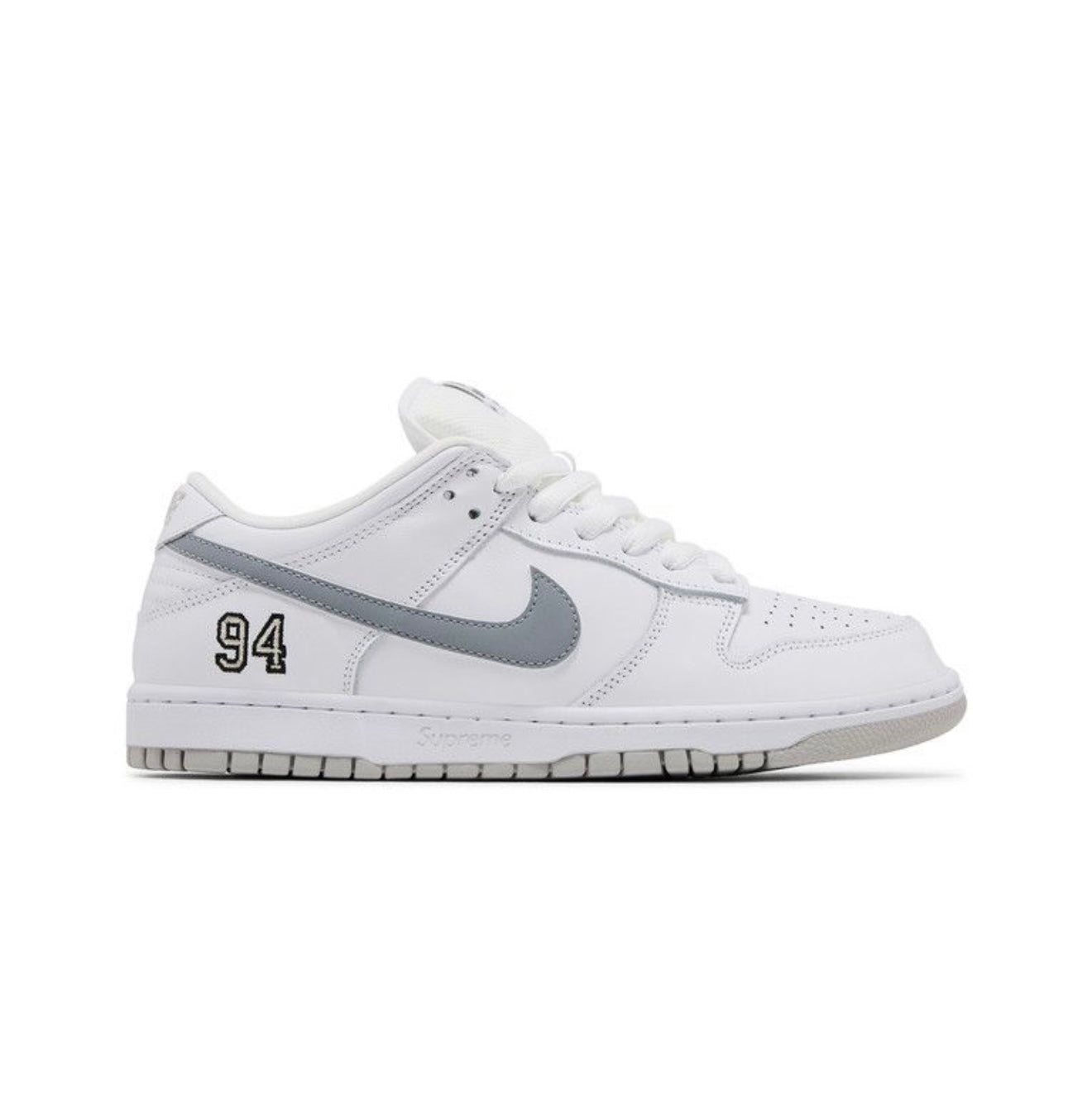 Nike SB Dunk Low Supreme 94 White Metallic Silver