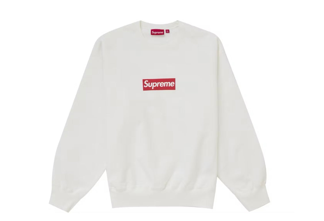 Supreme Washed Box Logo Crewneck White