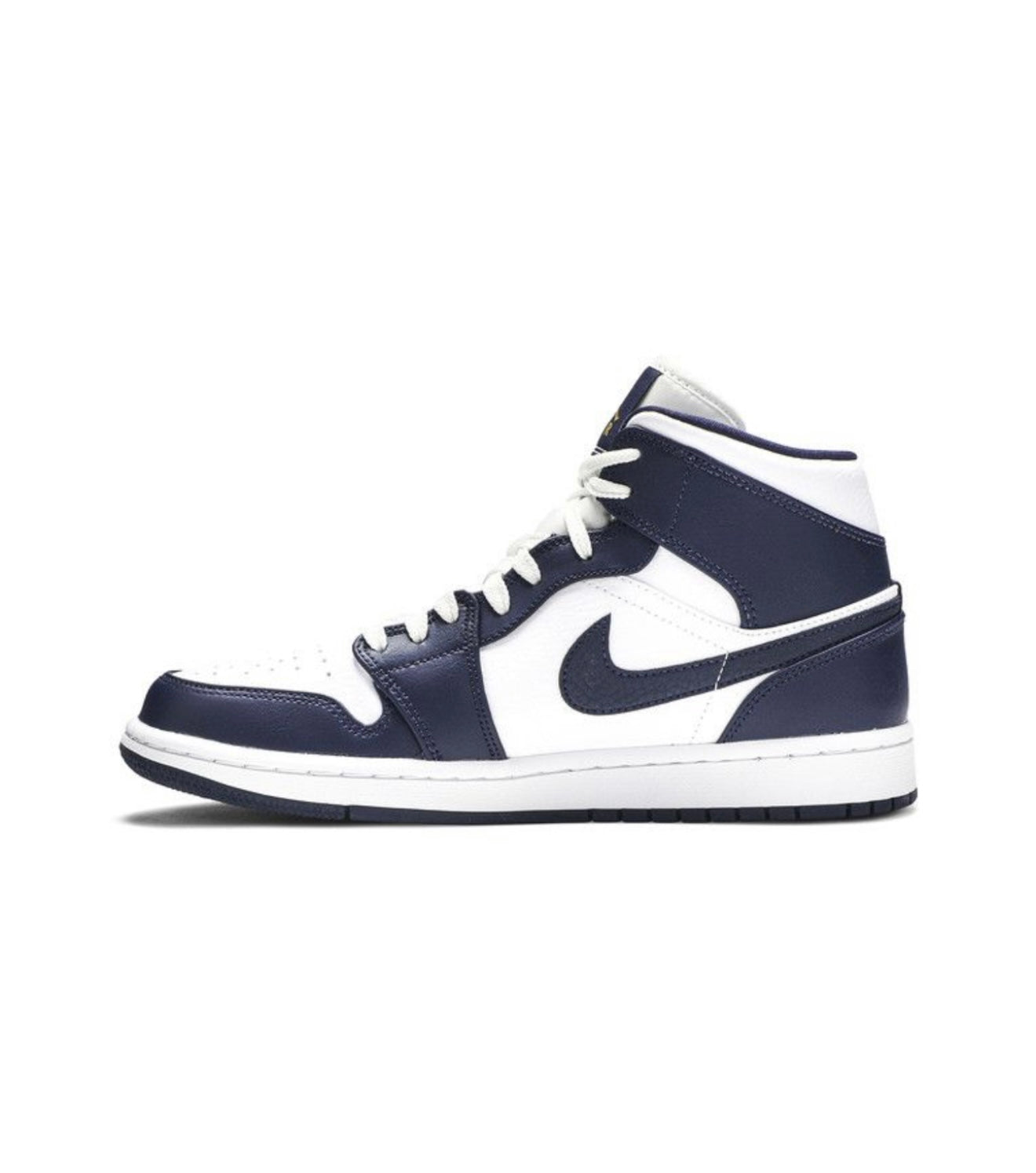Jordan 1 Mid White Metallic Gold Obsidian
