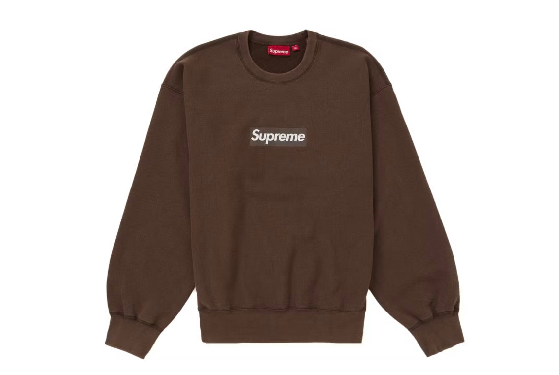 Supreme Washed Box Logo Crewneck Brown