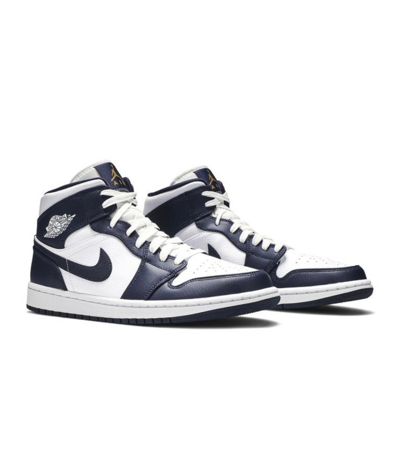 Jordan 1 Mid White Metallic Gold Obsidian