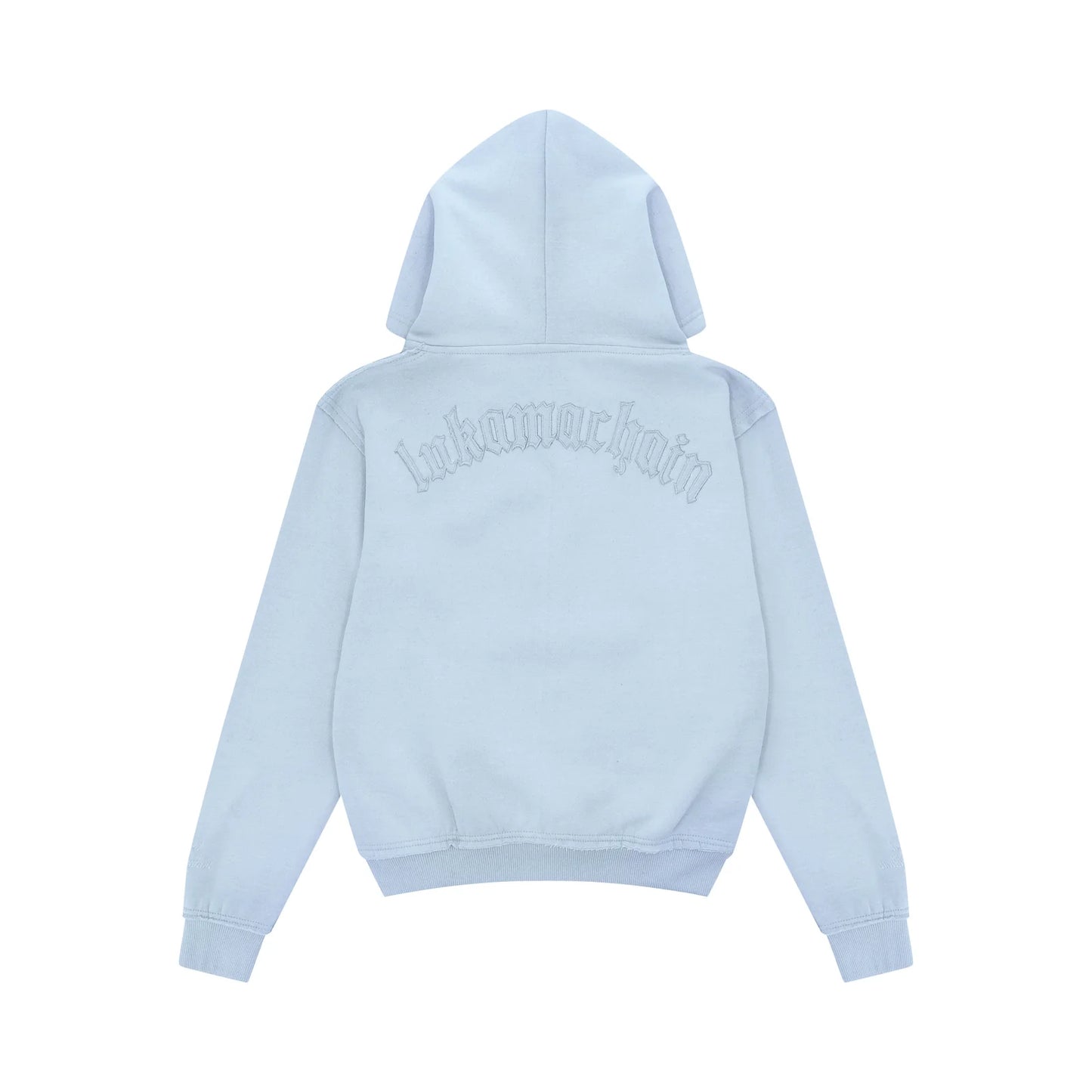 LUKAMACHAIN  Distressed Zip Hoodie Baby Blue