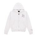 LUKAMACHAIN  Distressed Zip Hoodie White