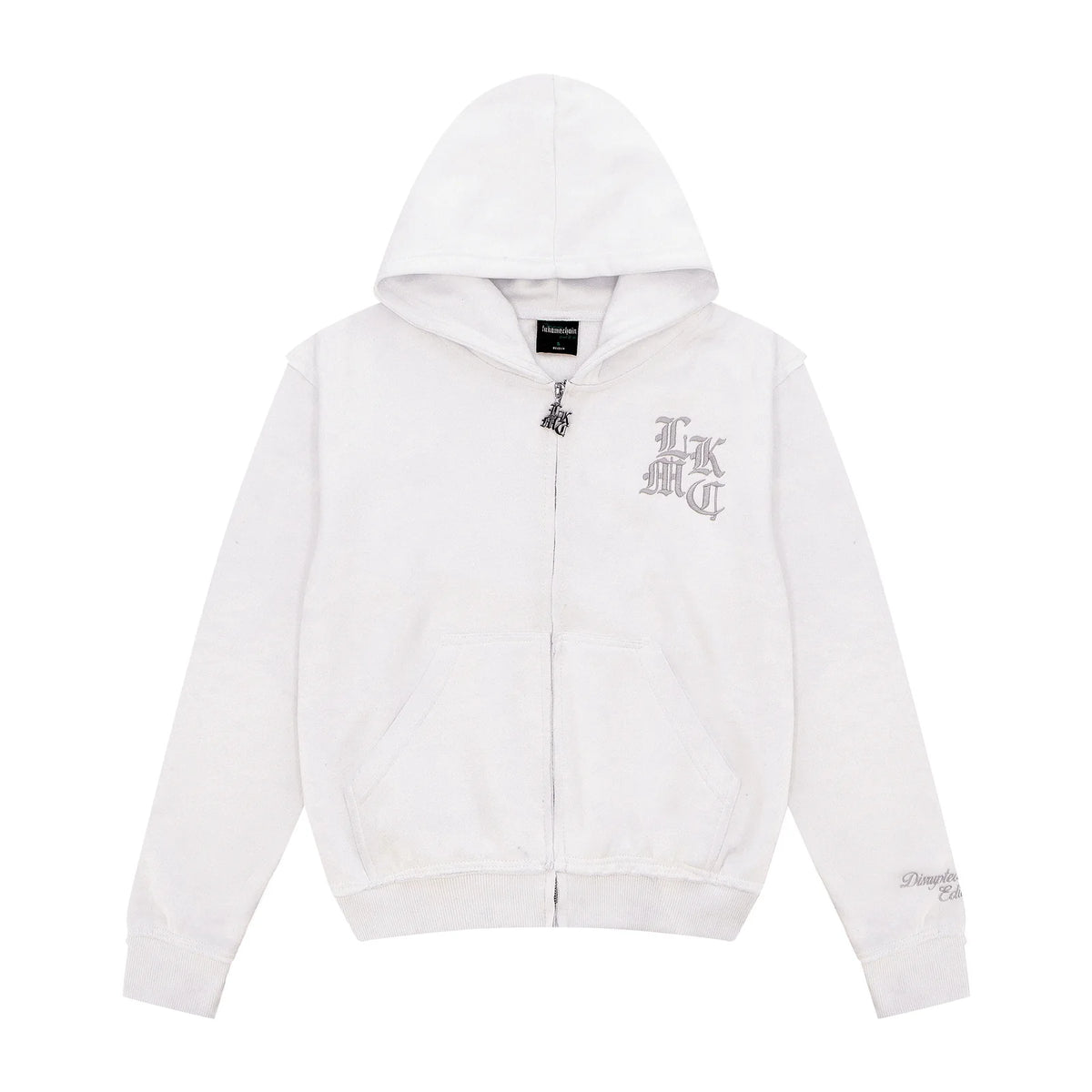 LUKAMACHAIN ​​Distressed Zip Hoodie White