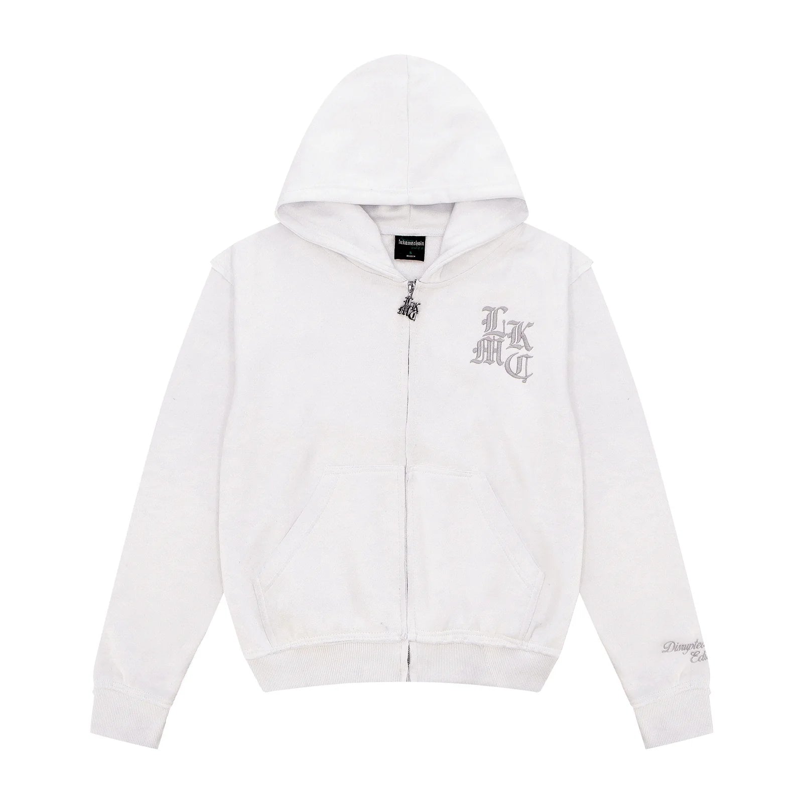 LUKAMACHAIN ​​Distressed Zip Hoodie White