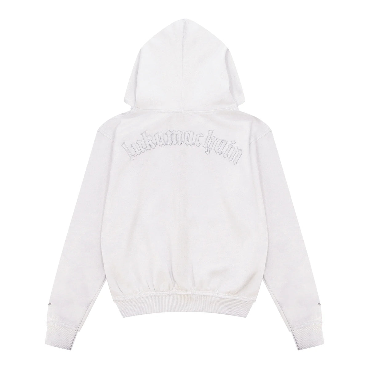 LUKAMACHAIN ​​Distressed Zip Hoodie White