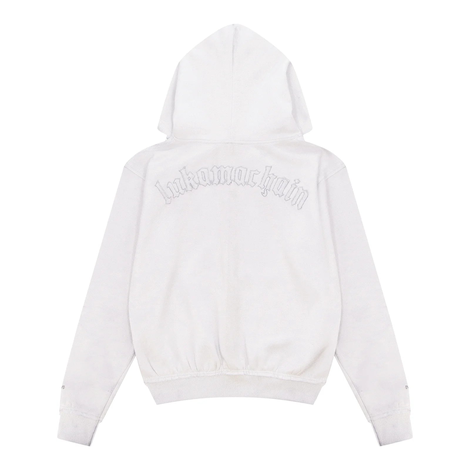 LUKAMACHAIN ​​Distressed Zip Hoodie White