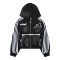 ZIP HOODIE STRIPED - BLACK