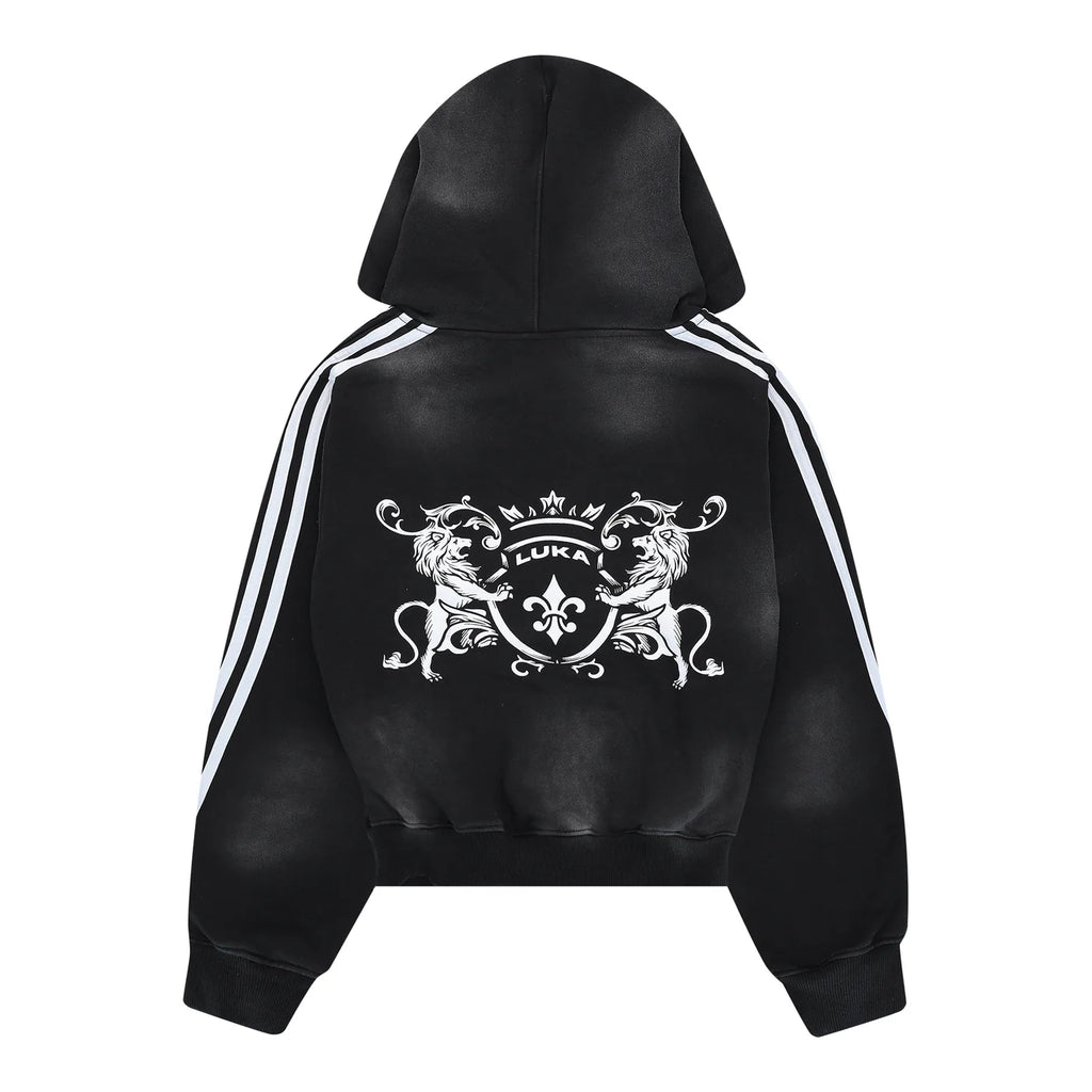 ZIP HOODIE STRIPED - BLACK