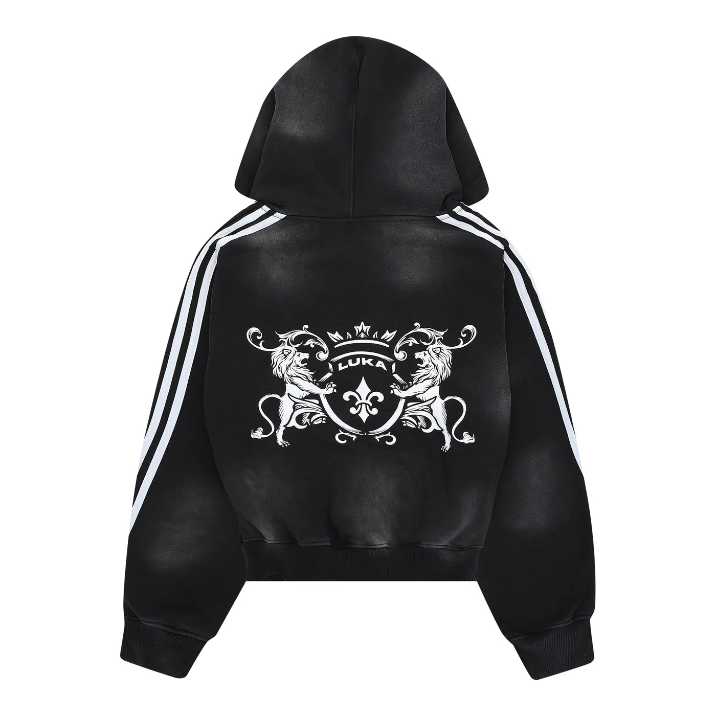 ZIP HOODIE STRIPED - BLACK