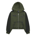 ZIP HOODIE STRIPED - ARMY GREEN