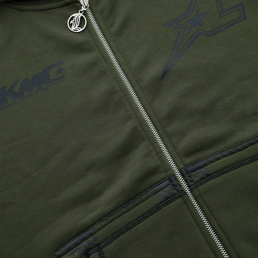 ZIP HOODIE STRIPED - ARMY GREEN