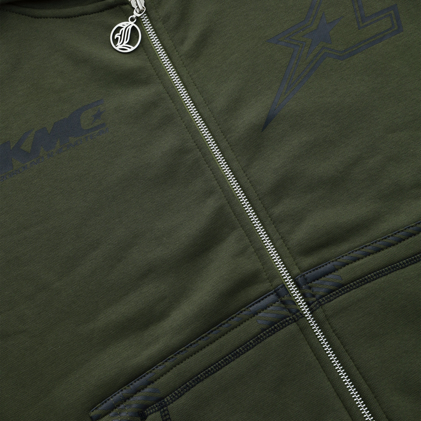 ZIP HOODIE STRIPED - ARMY GREEN