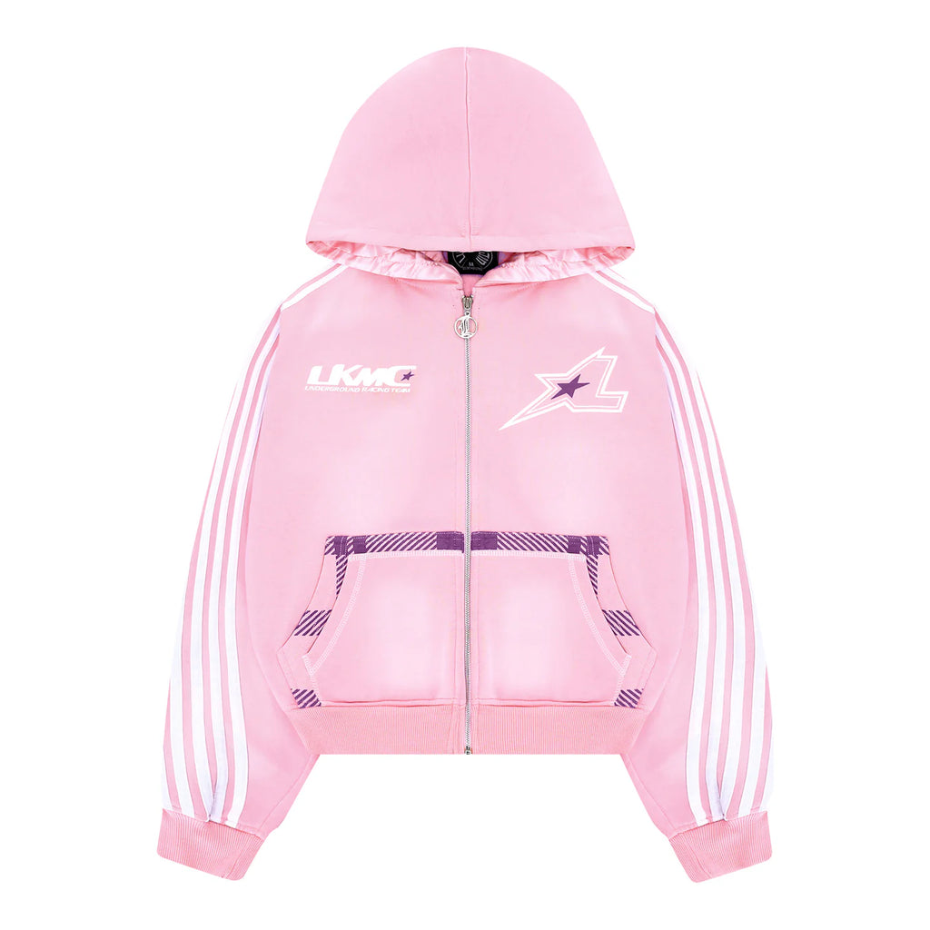 ZIP HOODIE STRIPED - PINK