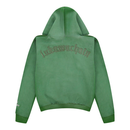 LUKAMACHAIN ​​Distressed Zip Hoodie Green (limited edition)