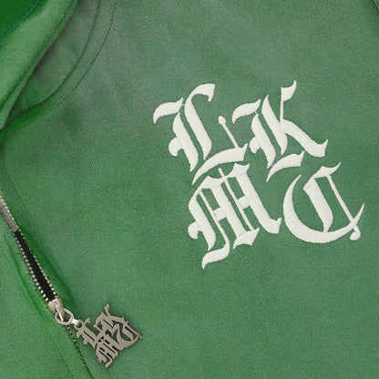 LUKAMACHAIN ​​Distressed Zip Hoodie Green (limited edition)