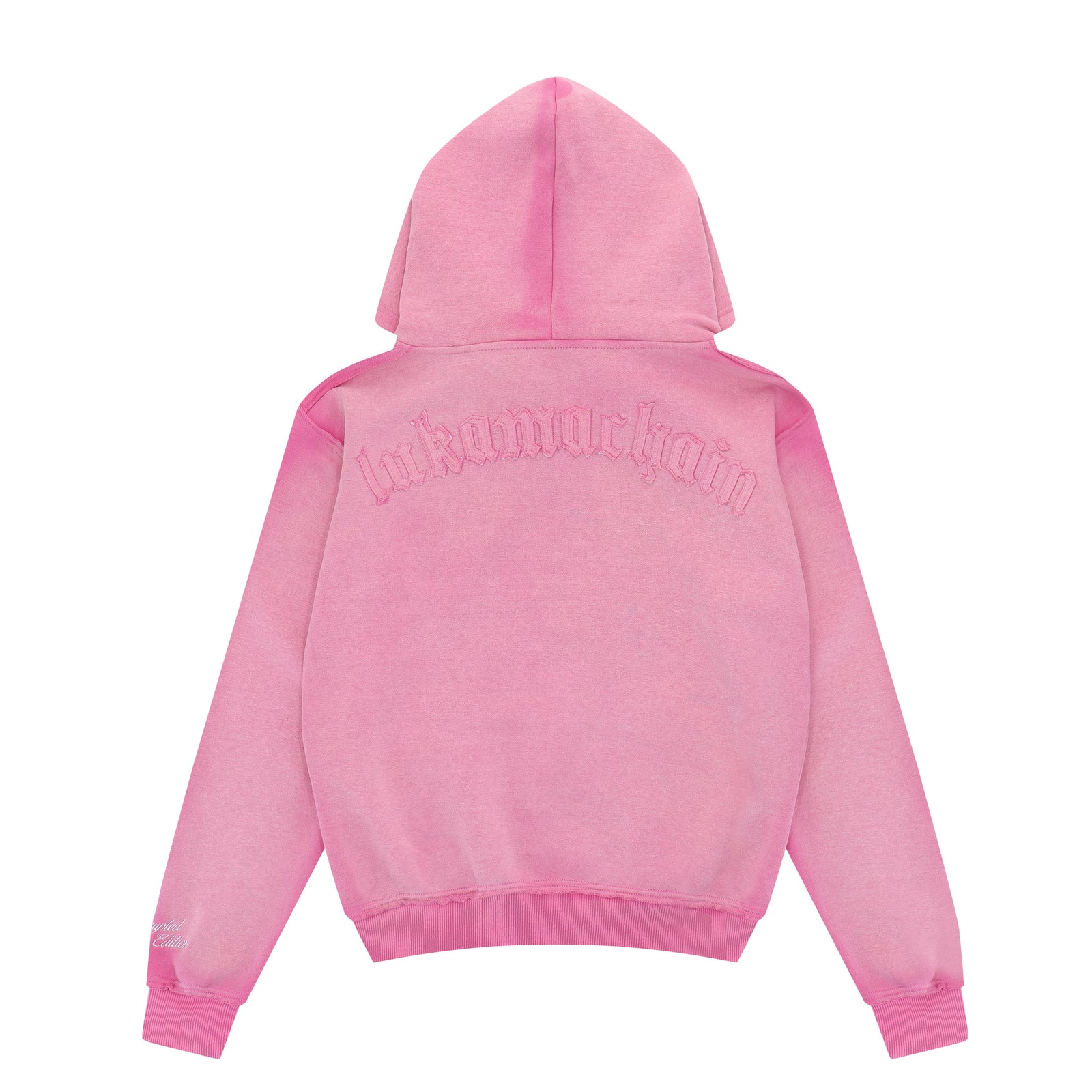 LUKAMACHAIN ​​Distressed Zip Hoodie Pink