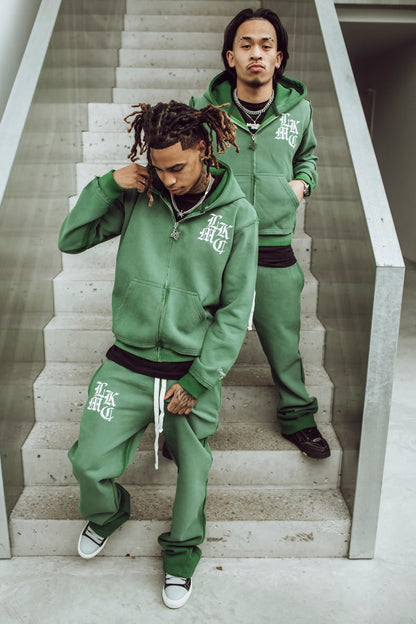 LUKAMACHAIN ​​Distressed Zip Hoodie Green (limited edition)